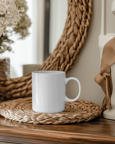 Comfortable Mug Mockup Coffee Time Morning Brew Slogan Cozy Background