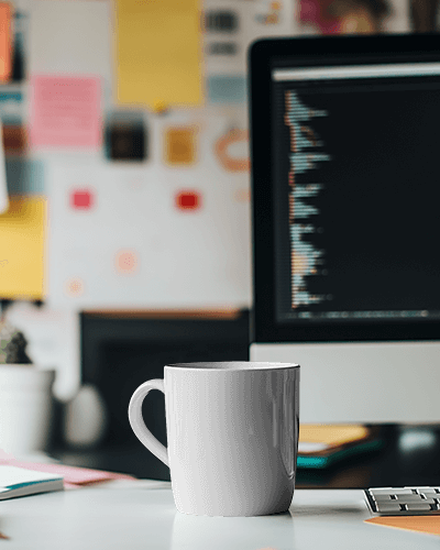 Office Desk Mustard Mug Mockup With Inspirational Slogan Sip Think Create Under Natural Light