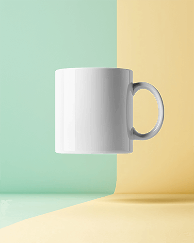 Floating Mug Mockup With Soft Lighting And Shadow Effect Showing Design Potential