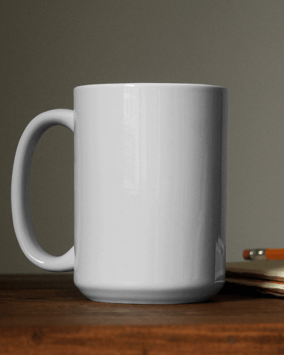 Ceramic Mug Mockup On Wooden Surface