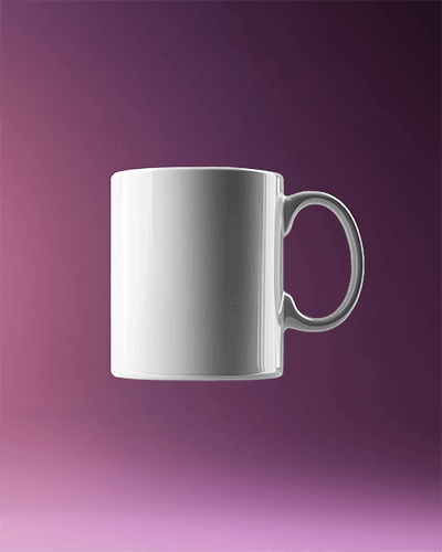 Classic Mug Mockup On Soft Purple Gradient Background With Subtle Reflections Elegant Look