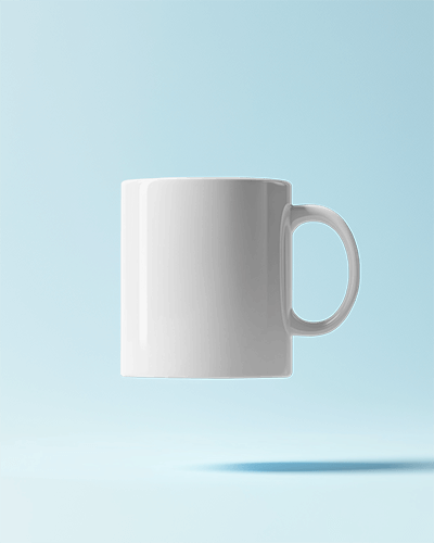 Floating Mug Mockup On Light Blue Background With Soft Shadow Clean And Modern Design