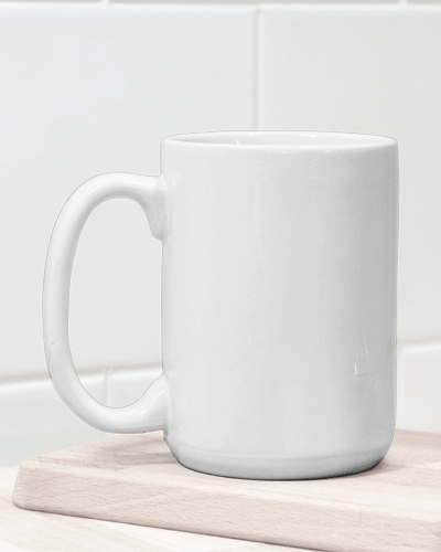 Tall Mug Mockup On Wooden Surface