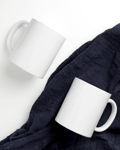 Top View Mug Mockup With Cloth Background
