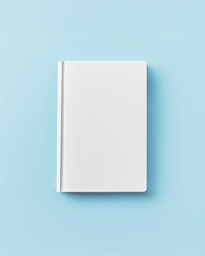 White Hardcover Notebook Mockup Top View On Pastel Blue Background Soft Lighting Clean And Minimal Aesthetic 0012