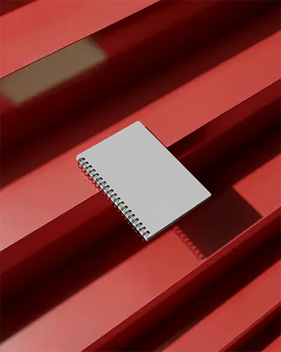 Spiral Bound Notebook Mockup Isolated On Glossy Surfaced Background For Design Display