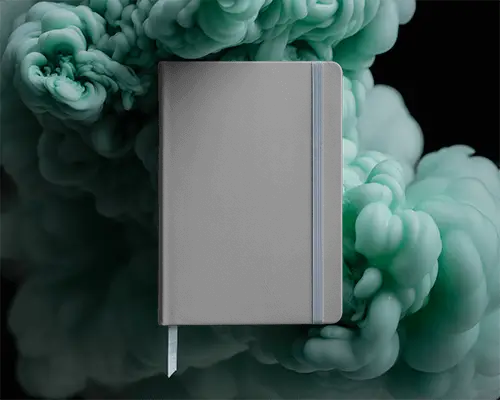 Premium Hardcover Notebook Mockup With Elastic Closure And Bookmark Ribbon For Daily Journaling