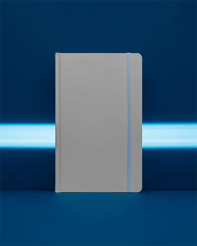 Professional Hardcover Notebook Mockup With Elastic Band Ideal For Journaling And Organizing Notes