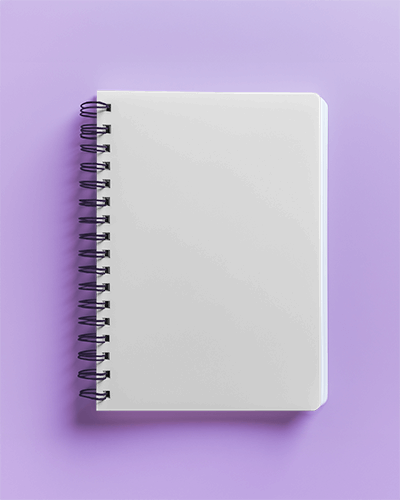 Pastel Lavender Background Spiral Notebook Mockup With Minimal Design 014