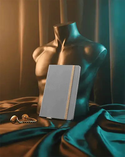 Premium Leatherette Notebook Mockup With Elastic Band For Elegant Journaling And Note Taking