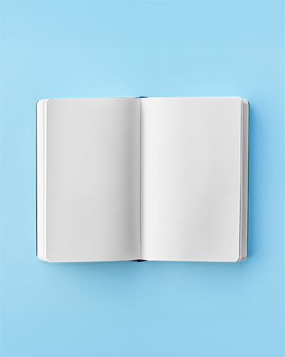 Clean Blue Background Open Notebook Mockup With Blank Pages And Minimalist Design 0031