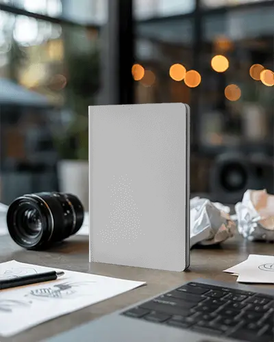 elegant-notebook-mockup-on-desk-with-pen-sketches-and-camera-in-modern-studio
