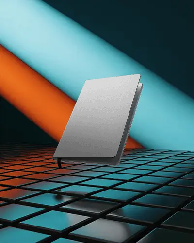 elegant-stylish-notebook-mockup-suspended-over-reflective-patterned-floor-in-studio-lighting