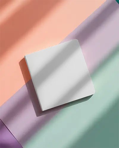 Minimalist Square Notebook Mockup With Soft Shadow And Colorful Background For Branding