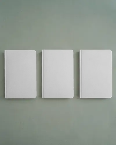 Minimalist Three Set Hardcover Notebook Mockup With Clean Background For Logo Branding Display