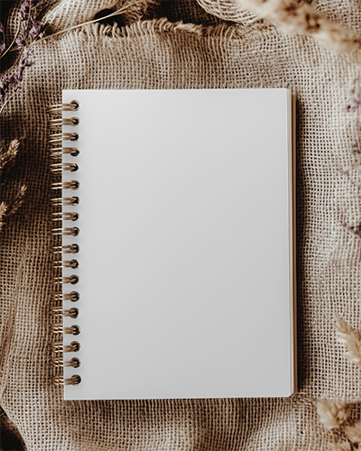 Rustic Hessian Fabric Notebook Mockup With Dried Flowers And Cozy Natural Lighting Authentic Look