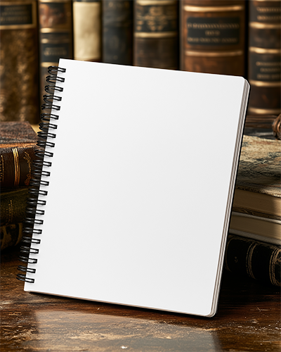 Vintage Library Notebook Mockup With Classic Books In The Background Reflecting Wisdom And Elegance
