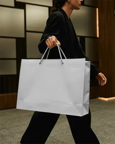 Premium Large Paper Bag Mockup For Retail And Fashion Industry Brand Presentation