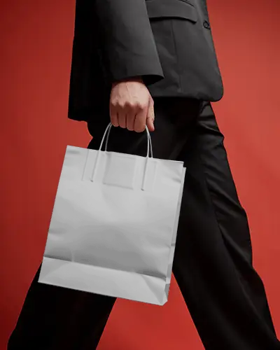 Stylish Paper Bag Mockup For Retail Packaging And Custom Branding Designs Online