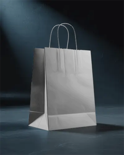 Eco Friendly Paper Shopping Bag With Twisted Handles Minimalist Retail Packaging Mockup