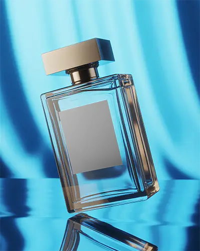 Luxury Perfume Bottle Mockup With Transparent Glass And Reflective Background For Branding