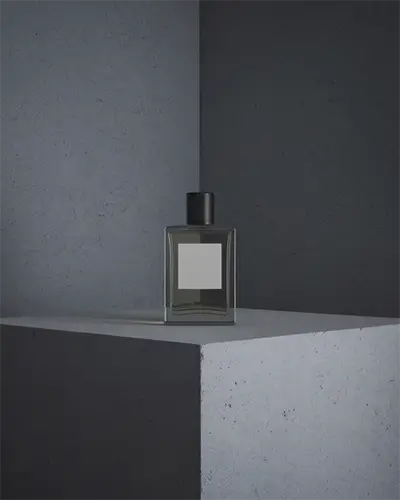 Sleek Clear Glass Perfume Bottle Mockup With Plain Label For Product Showcase