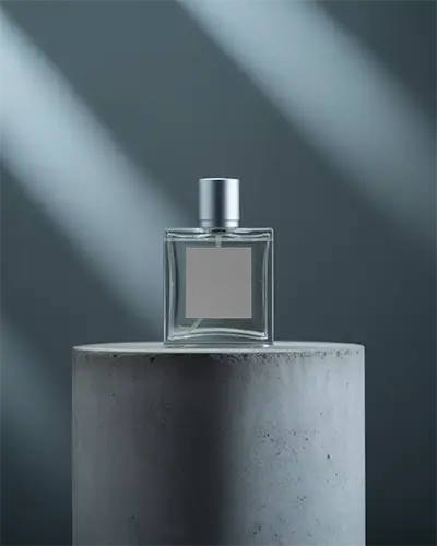 Luxury Perfume Bottle Mockup With Clear Glass And Modern Minimalist Design For Brand Presentation
