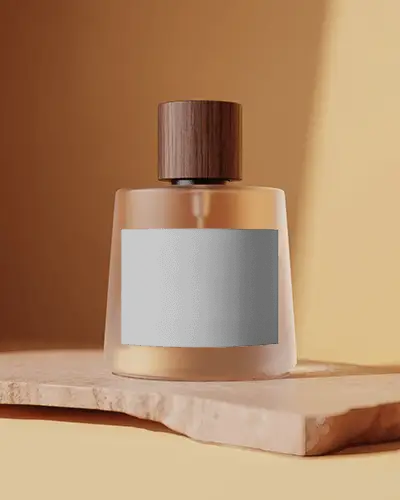 Premium Scent Bottle Mockup On Natural Warm Background