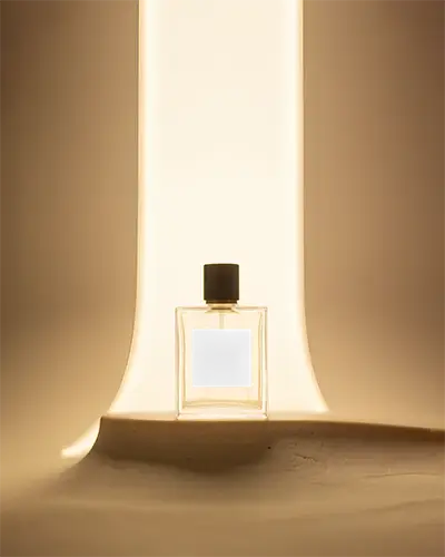 Premium Perfume Mockup Showcasing Transparent Container With Simple Label Design