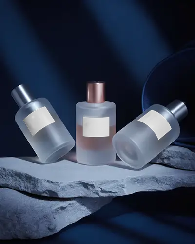 Luxury Perfume Bottle Mockup Frosted Glass Cosmetic Packaging Design Template Display