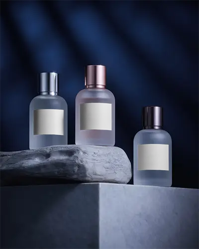 Luxury Perfume Bottles Mockup On Stone And Marble Showing Elegant Brand Packaging Design