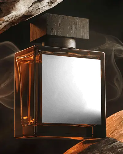 Luxurious Wood Capped Perfume Bottle Mockup With Blank Label For Custom Fragrance Branding