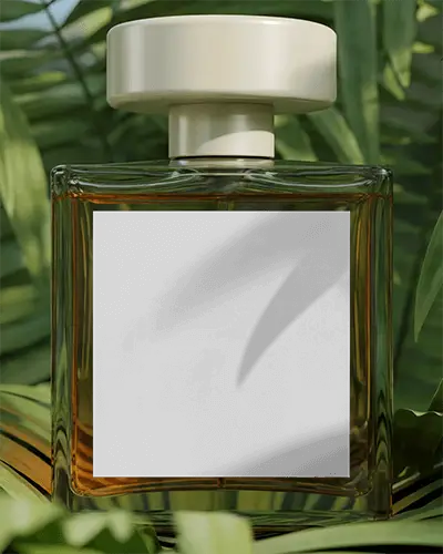 Luxury Perfume Bottle Mockup With Leaves Background For Branding Promotions