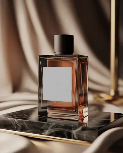 Luxury Perfume Bottle Mockup With Elegant Glass Design And Minimalist Label For Branding