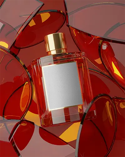 Luxury Perfume Bottle Mockup With Transparent Glass And Elegant Golden Cap Design