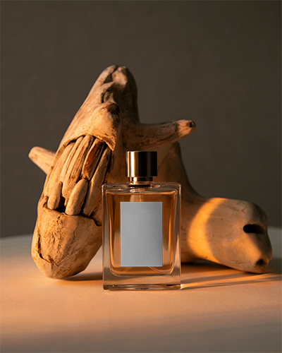  Luxury Perfume Bottle Mockup With Animal Skull On Minimalist Background