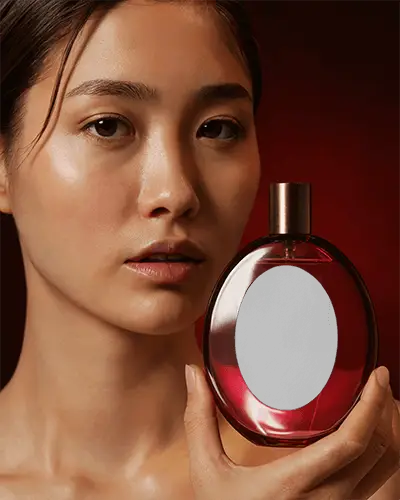 Luxury Perfume Bottle Mockup For Elegant Fragrance Brand Presentation And Marketing