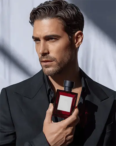 Luxurious Elegant Mens Perfume Bottle Mockup For Branding And Promotional Projects