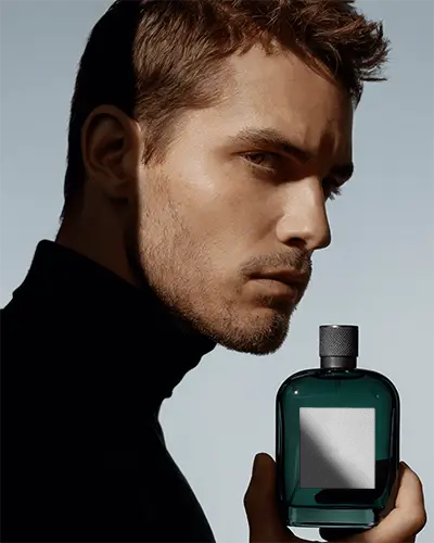 Modern Mens Fragrance Mockup High End Prestige Perfume Packaging Design For Brand Presentation