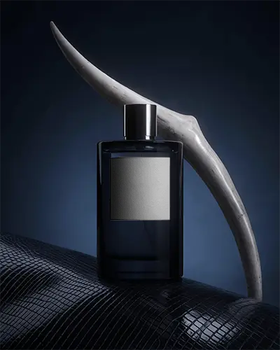 Elegant Mens Perfume Bottle Mockup On Textured Surface With Minimalist Design Background