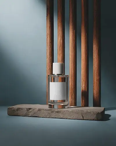 Luxury Fragrance Mockup Showcasing Elegant Glass Bottle With Modern Label Design