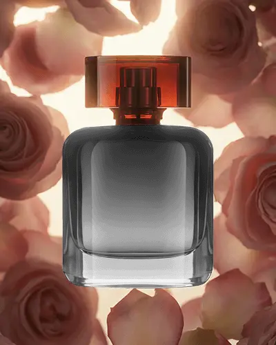 Luxury Fragrance Bottle Mockup On Floral Background For Branding And Packaging Design