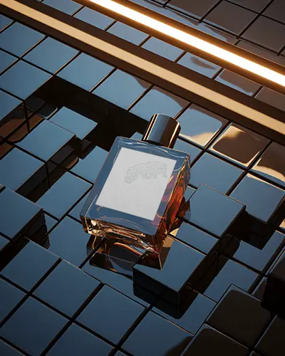 Classy Perfume Mockup Modern Luxury Display With Neon Lighting Branding With Glass Bottle