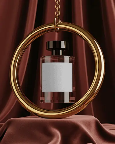 luxury-perfume-bottle-mockup-hanging-inside-golden-ring-with-rich-red-fabric-backdrop-premium