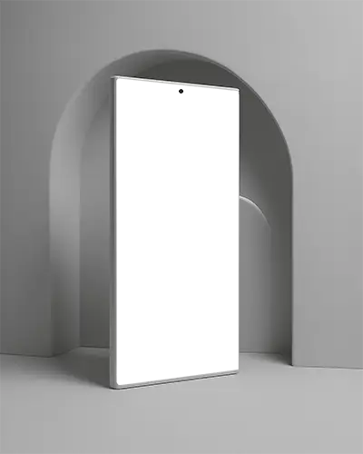 Luxury Clay Mockup Samsung Ultra Edition Phone Upright In Minimal Architectural Box Scene