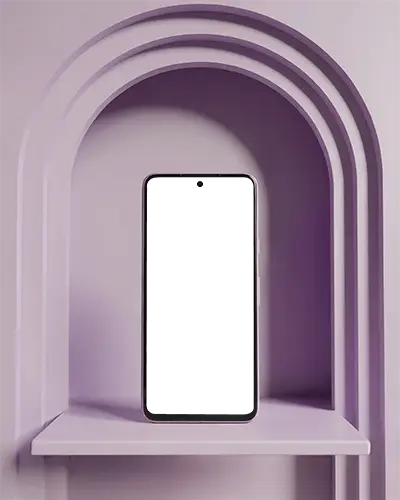 Premium Smartphone Digital Device Mockup In Futuristic Minimal Arched Niche
