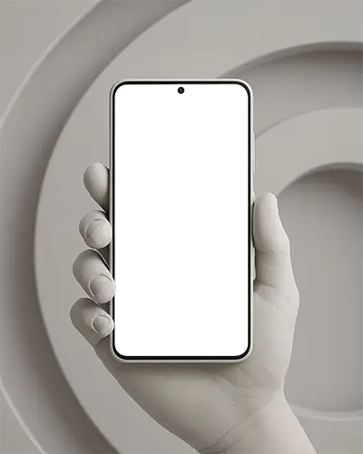 Modern Clay Phone Mockup In Hand With Minimalistic Background For App Presentations