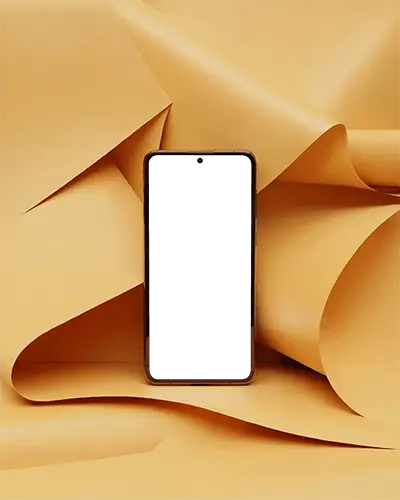 Sleek Phone Mockup On Abstract Paper Texture Background For Showcasing Mobile Designs