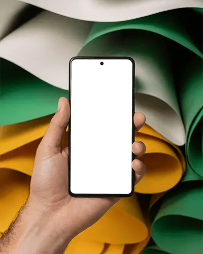 Hand Holding Smartphone With Blank Screen For App Showcase And Digital Design Presentation