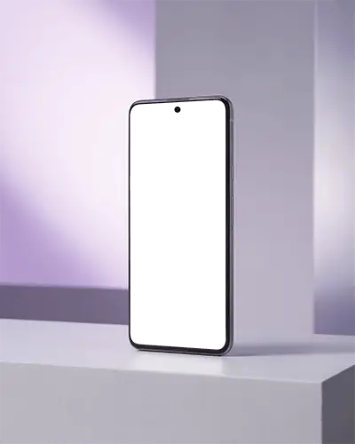 Sleek Modern Phone Mockup Standing On Minimalist Surface For App Presentation Display